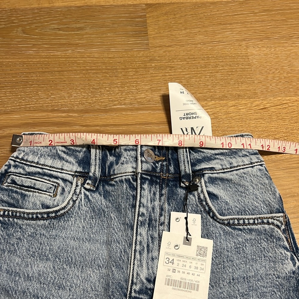 Zara Shorts Jeans Denim Blue Distressed Women Shorts jeans size 2 NEW - Picture 8 of 15